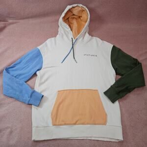 Scotch & Soda Color Block Pullover Hoodie with Logo Embroidery Size Large